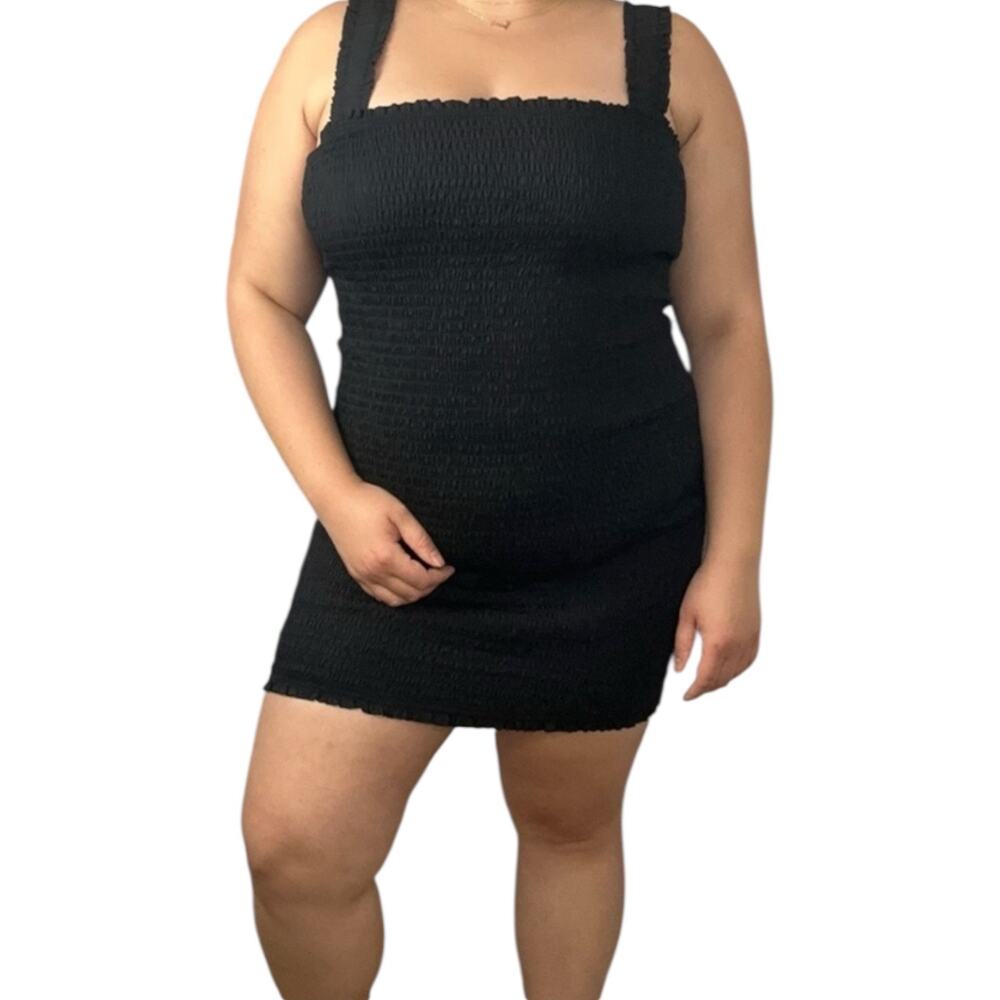 Forever21 Plus Gauze Bodycon Mini Little Black Going Out Dress NWOT 0X 14/16
